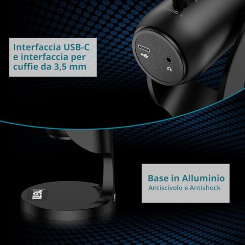 USB Condenser Microphone for Computer – Plug & Play PC Mic with Echo Mic Gain, Volume Control, and Mute Button – Cardioid Polar Pattern, Noise Cancelling, Headphone Output for Gaming, Streaming