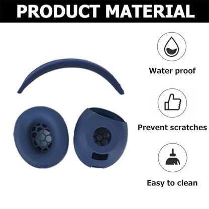 Studio Pro Silicone 2-in-1 Sweat Case Cover Set with Anti-Scratch Ear Pad Covers & Zipper Headband Cover – Compatible with Beats Studio Pro Wireless Headphones（Blue） - color: Blue 2-in-1