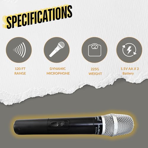 MUSYSIC Professional VHF Wireless Microphones, Handheld Dynamic Mic System - size: 4 handheld