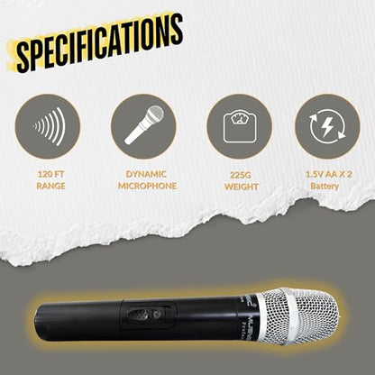 MUSYSIC Professional VHF Wireless Microphones, Handheld Dynamic Mic System - size: 4 handheld