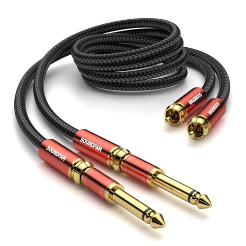 RCA to 1/4 Inch Adapter 4-Pack | 6.35mm TS Male to RCA Female Audio Connector, 24K Gold Plated, Red - color: Red - 4 Pack