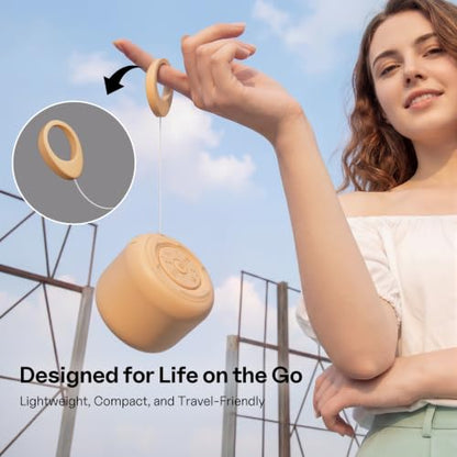 Bobtot Portable Bluetooth Speakers with Strap Easy to Carry Mini Speaker | Wireless Waterproof with Loud Stereo Sound, 20 Hours Playtime, Rechargeable Battery, Built-In Microphone, Orange - color: Orange