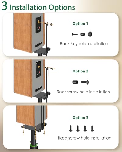 Vondynote Bookshelf Speaker Stands Pair 31"-50" Floor Speaker Stands | Height Adjustable, Floor Speaker Stands, For Rear Surround Sound Speakers, Cable Management