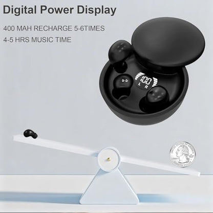 Mini Invisible Earbuds for Small Ears, Ear Buds for Side Sleeping | Ultra-compact Earbuds for Small Ears with Soft Silicone Fit, Bluetooth 5.4, IPX5, 4-5H Playtime 24-H Battery Case - color: Black