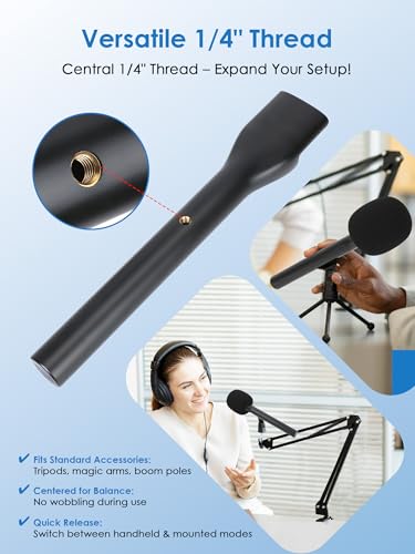YOUSHARES Handheld Interview Microphone Holder for Hollyland Lark M2 - Iron Magnetic Slide Rail fits Hollyland Lark A1/MAX/150 & Rode/DJI Magnetic Lavalier Wireless Mics