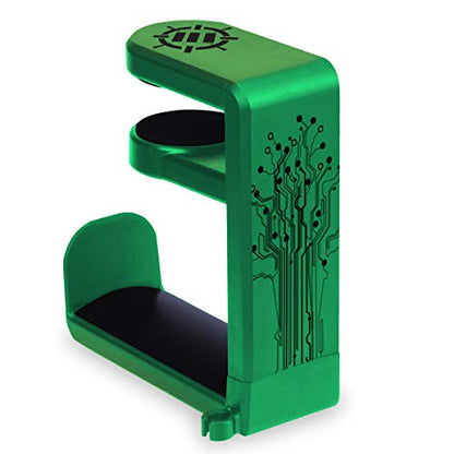 ENHANCE PC Gaming Headphone Holder - Desk Headphone Hanger Esports Headset Holder with Adjustable 360 Rotation, Under Desk Hook Clamp, Universal Fit - Built in Cable Clip Organizer - Green - color: green