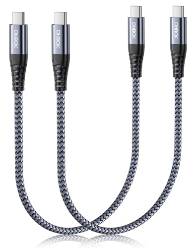 짧은 USBC to USBC 케이블 3m(1피트), 60W USB 타입 C 고속 충전 케이블 자동차용 | 내구성이 뛰어난 아이폰 USB C - USB C 충전기 케이블 USB C 코드 아이폰 17/16/15/프로 맥스/플러스, 삼성 갤럭시 S26 및 기타 - 2팩 - color: 회색., size: 1피트, style: USB C - USB C