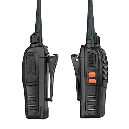 Walkie Talkies Rechargeable Long Range Two Way Radios 16 Channel with Earpiece (2 Pack) - color: 2 Pack (Black)