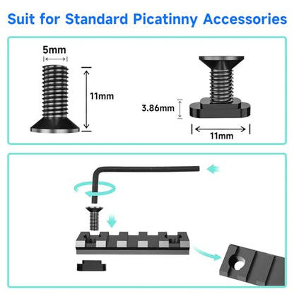 24 PCS Mlok Screws and Nuts Replacement Sets, M-Lok Rail Mount Screws & T-Nuts Accessories with Allen Wrench