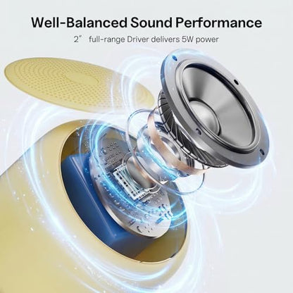 Bobtot Portable Bluetooth Speakers with Strap Easy to Carry Mini Speaker | Wireless Waterproof with Loud Stereo Sound, 20 Hours Playtime, Rechargeable Battery, Built-In Microphone, Beige - color: Beige
