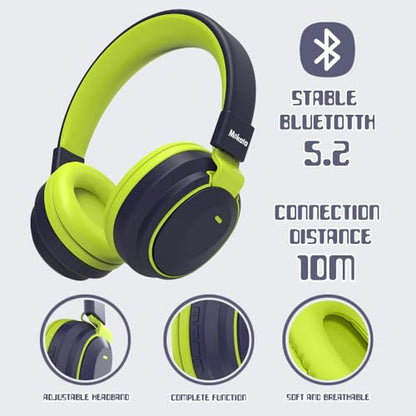 Mokata Kids Headphones Bluetooth 5.3 Wireless Lightweight Fast Charging 68 Hours Play Time Volume Limited 85/94dB Over Ear Foldable with Built-in Mic for Toddler Boy Tablet Pad Deepblue - color: DeepBlueSky