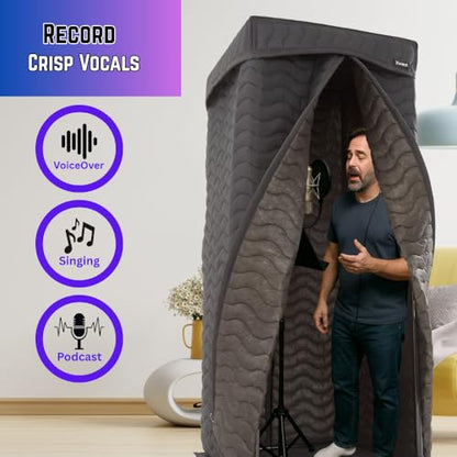 Portable Recording Booth, Vocal Booth for Home Studio & Voiceover - size: L
