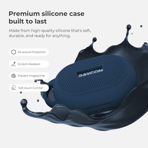Soft Silicone Case for Raycon Everyday Classic Earbuds with Keychain&Cleaning Pen kit,Anti-Scratch Shockproof Protective Case Cover for Raycon Everyday Classic Earbuds Charging Case (Dark Blue) - color: Dark Blue