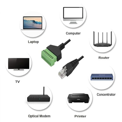 2Pcs RJ45 Male to 8Pin Screw Terminal Block Converter Ethernet Extender Network Adapter 1.97ft/60cm 8P8C Breakout Board Cable for Cat5 /6/7 AV CCTV Digital Internet CABLE-RJ45-8P-M - color: CABLE-RJ45-8P-M