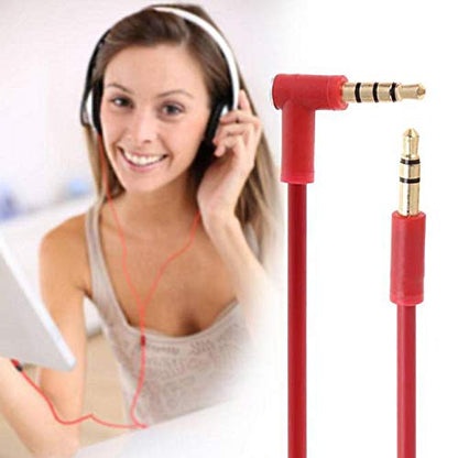 Replacement Audio Cable Cord Wire with in-line Microphone and Control Compatible with Beats Headphones Solo, Studio, Pro, Detox, Wireless, Mixr, Executive Headphones(Red) - color: Red
