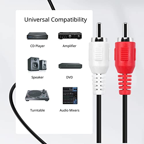 TNP Dual RCA Male to Male Stereo Audio Cable for Car and Home, 30FT | Red and White Shielded Rca Cord for Amplifiers, Speakers, Home Theater and Hi-Fi Systems; Oxygen-Free Copper Conductors - size: 30FT