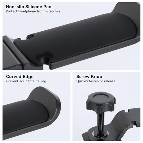aceyoon Under Desk Headphone Hanger, 360 Degree Swivel Dual Stand, Aluminum Alloy Headset Stand for Desk,Headphone Hook for Gaming Headset,Bag, Black