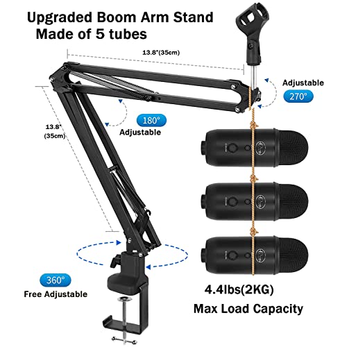 Heavy Duty Adjustable Boom Arm Microphone Stand - size: Medium Upgraded Boom Arm