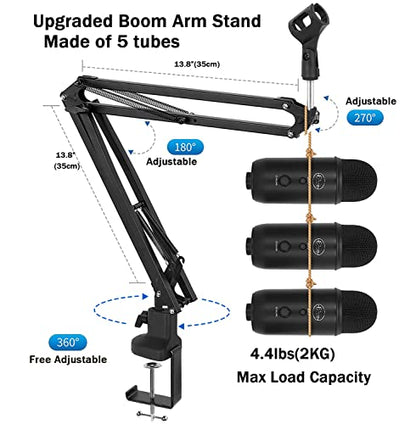Heavy Duty Adjustable Boom Arm Microphone Stand - size: Medium Upgraded Boom Arm