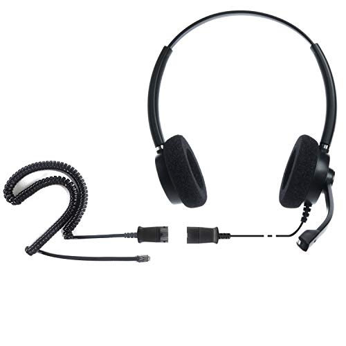 IPD IPH-165 Phone Headset with Noise Cancelling Microhone for Office and Call Center- Comapatible with Polycom VVX,Aastra,Avaya Digital, Nortel, Samsung,Mitel landline Phones | Office and Call Center, Compatible with Polycom VVX, Aastra, Avaya Digital, No