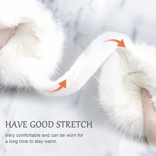 Earmuffs for Women Girls Faux Fur Fuzzy Headband Foldable Ear Covers Cold Weather Accessory - color: White