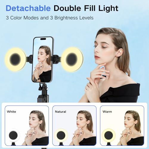 Content Creator Vlogging Kit for iPhone/Android,70-inch Auto Face Tracking Tripod for iPhone with Light and Wireless Microphones,TikTok/YouTube Starter Kit - color: Black-LM