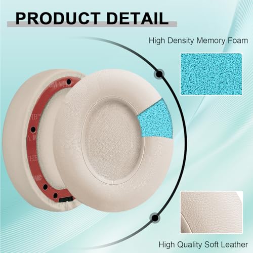 Replacement Ear Pads for Beats Studio 2 & Studio 3 Wired & Wireless Headphones, Ear Cushions, Headset Earpads, Ear Cups Cover with Soft Protein Leather-Pink - color: Pink