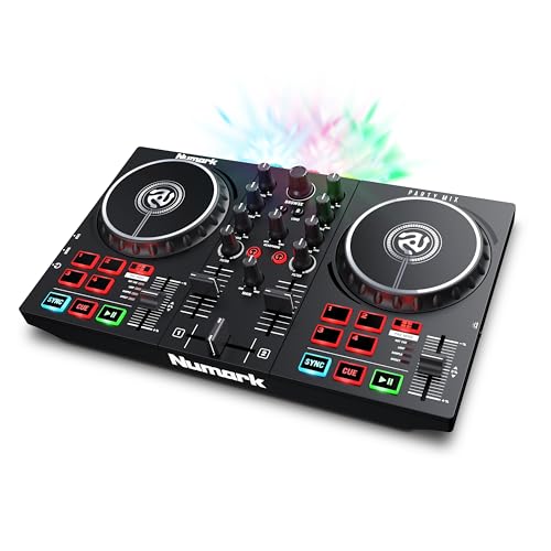 Numark Party Mix II DJ Controller with Built-in Lights | 2-Decks, 2 Filter FX Knobs, DJ Mixer, Touch-Capacitive Wheels, Integrated Audio Interface, and Serato DJ Lite - style: PARTYMIX II