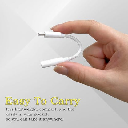 BlingKingdom USB C to 3.5 mm Headphone Jack Adapter, Type C to Aux Audio Braided Cable Connector Adaptor Compatible with iPhone 15/16 Series, Samsung Galaxy S24 S23 S22 21Ultra, iPad Pro, MacBook