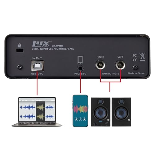 LyxJam 2x2 USB Audio Interface with Asio Driver and Creative Software Bundle with LP Professional Microphone Kit, Headphones, Eris 4.5BT Studio Bluetooth Monitors & Foam Isolation Recording Shield