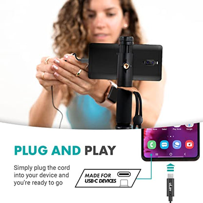 Movo uLav - Wired Omnidirectional USB-C Lavalier Clip On Microphone - External Clip On Mic for Android Smartphone, iPad Pro, USB Type-C Devices - Lapel Microphone for YouTube, Vlogging, Interviews