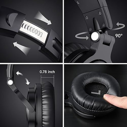 OneOdio Pro C Wired & Wireless Over-Ear Headphones, 110H, 50mm Drivers | Wired 3.5mm and wireless Bluetooth modes with 110H playtime, 50mm drivers and HD mic for PC, podcast and studio work - color: Black
