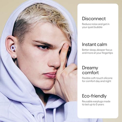 Loop Quiet 2 Ear Plugs - Ultra-Comfy Reusable Hearing Protection for Sleep | 24dB SNR noise reduction. Flexible, customizable fit. Reusable & washable. For deep focus, travel, noise sensitivity - color: Violet