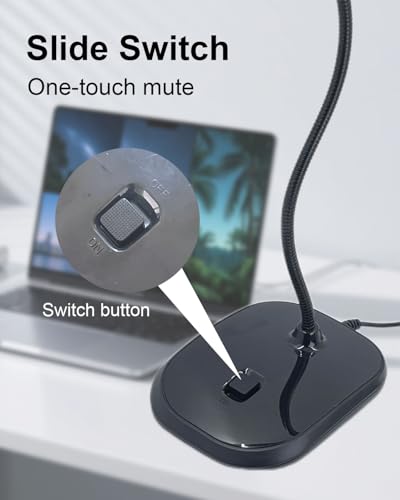 3.5mm Gooseneck Desktop Microphone Mute Switch 4.92ft Cord