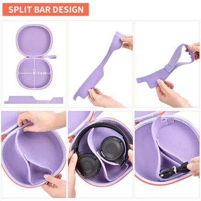 Comecase Headphone Case for JBL Tune 770NC，for JBL Live, 770NC, 660NC, 650B | Adjustable Divider, Cable Space and Carry Handle for Commuting, Gym and Travel, Students and Music Lovers, Case Only - Purple - color: Purple