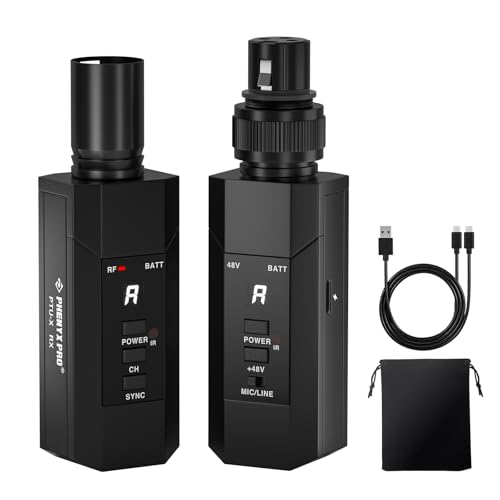 Phenyx Pro Auto Scan Plug-on XLR Wireless Transmitter Receiver System PTU-X | 16 UHF Frequencies, Wired-to-Wireless Setup,Dynamic & Condenser Mics, musicians, pastors, presenters in live stage, church