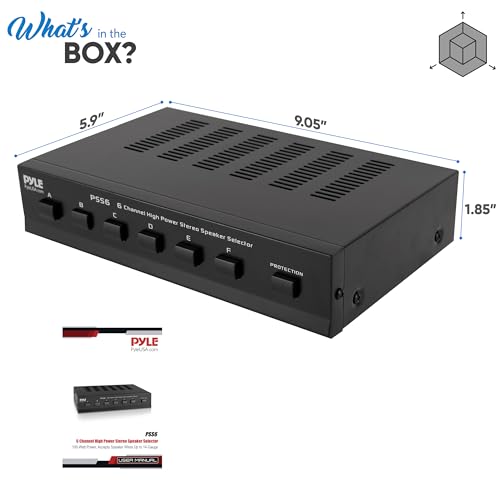 PYLE PSS6 Home 6-Channel High Power Stereo Speaker Selector, Black