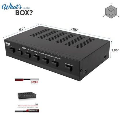 PYLE PSS6 Home 6-Channel High Power Stereo Speaker Selector, Black