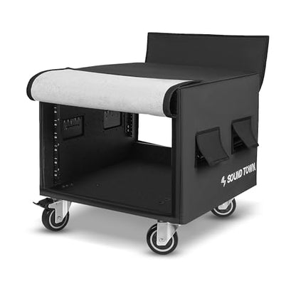 Sound Town 8U PA/DJ Rack/Road Case with 8-Space, Industry-Grade 0.7" (18mm) Plywood with Polyurea Coating, Rain Cover, Casters, 21.7" Rackable Depth - Pro Tour Grade (STRCP-8UW) - size: 8U with 21.7" Depth, Rain Cover, Casters