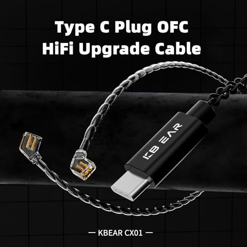 keephifi 1.5m/5ft CX01 2PIN USB C IEM Cable with Mic | Upgraded OFC Headphone Cable Earbuds Wire for Moondrop blessing/Aria; Truthear Hexa/Zero; Simgot EW100P - color: Black
