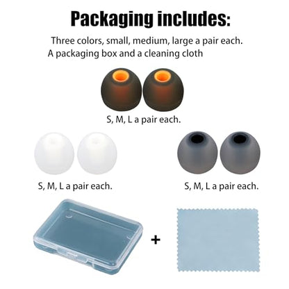 Silicone Earbud Tips Replacement Ear Tips Earbud Covers Fit Most in-Ear Earbuds(Inner Hole 3.8mm -5.1mm) Headphone Earbud Rubber Tips9 Pairs S M L - color: multicolour/15