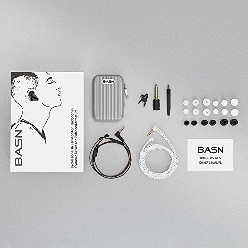 BASN Bmaster Triple Drivers in Ear Monitor Headphone (Black) | sound isolation iem with two detachable mmcx cables,carrying kit fit, ideal for audio engineer musician - color: Black
