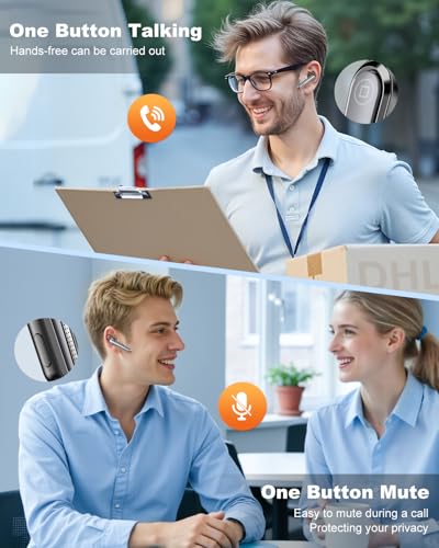 New Bee Bluetooth Earpiece Wireless Bluetooth Headset for Cellphone with 500mah Charging Case LED Battery Display, V5.1 Dual Mic Noise Cancelling Single Ear Hand-Free Headset for Office Call | 500mah Charging Case LED Battery Display, V5.1 Dual Mic ENC No