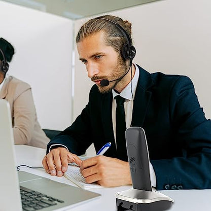 AGPTEK® Telephone Headset 2.5MM Jack with Microphone Noise Canceling | Wired 6FT, for Call Center, Binaural Headset, with Boom-Style Mic for Most Cordless Phones