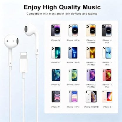 Sundix Wired Headphones Earbuds Built-in Microphone & Volume Control-1Pack | Noise Canceling Isolating, Headphones for iPhone 14/13/12/11/SE/X/XR/XS/8/7