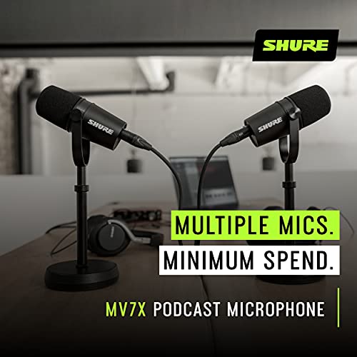 Shure MV7X XLR Dynamic Podcast & Recording Microphone - Black | XLR dynamic mic with voice-isolating technology and all-metal build for podcasting and vocal recording - size: Compact, style: XLR