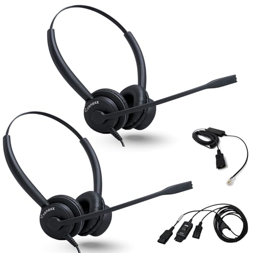 XS 825 Wired Telephone Headsets with Microphone for Office Training, Agent Coaching, Monitoring, Onboarding - Desk Phones Compatible with Yealink, Poly, Cisco, Avaya, Mitel (Stereo, Basic Bundle) - color: Stereo (1 Pack)