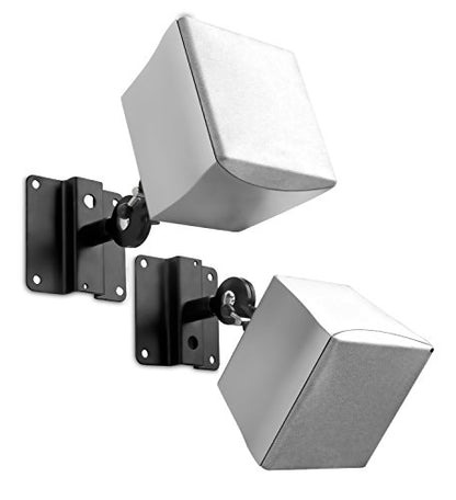 Mount-It! Speaker Mount for Wall and Ceiling, Low Profile Heavy Duty, Anti-Theft, Universal for Channel Surround Sound and Satellite Speakers, Black, 2 Mounts - size: 2 Pack