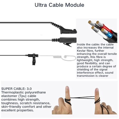 APX 6000 Earpiece XPR 7550e Headset Compatible for Motorola Radios APX 8000/7000/4000 XPR 7350e/7580e/7380e/7550/7350 Acoustic Tube and PTT Mic, Surveillance Headset