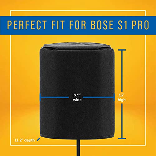 Maplefield Black Padded Speaker Cover Compatible with Bose S1 Pro - Transport Handle Flap for Bluetooth Speaker - Waterproof & Dustproof Protection for Bose S1 Pro Cover - 11.2in D x 9.5in W x 13in H
